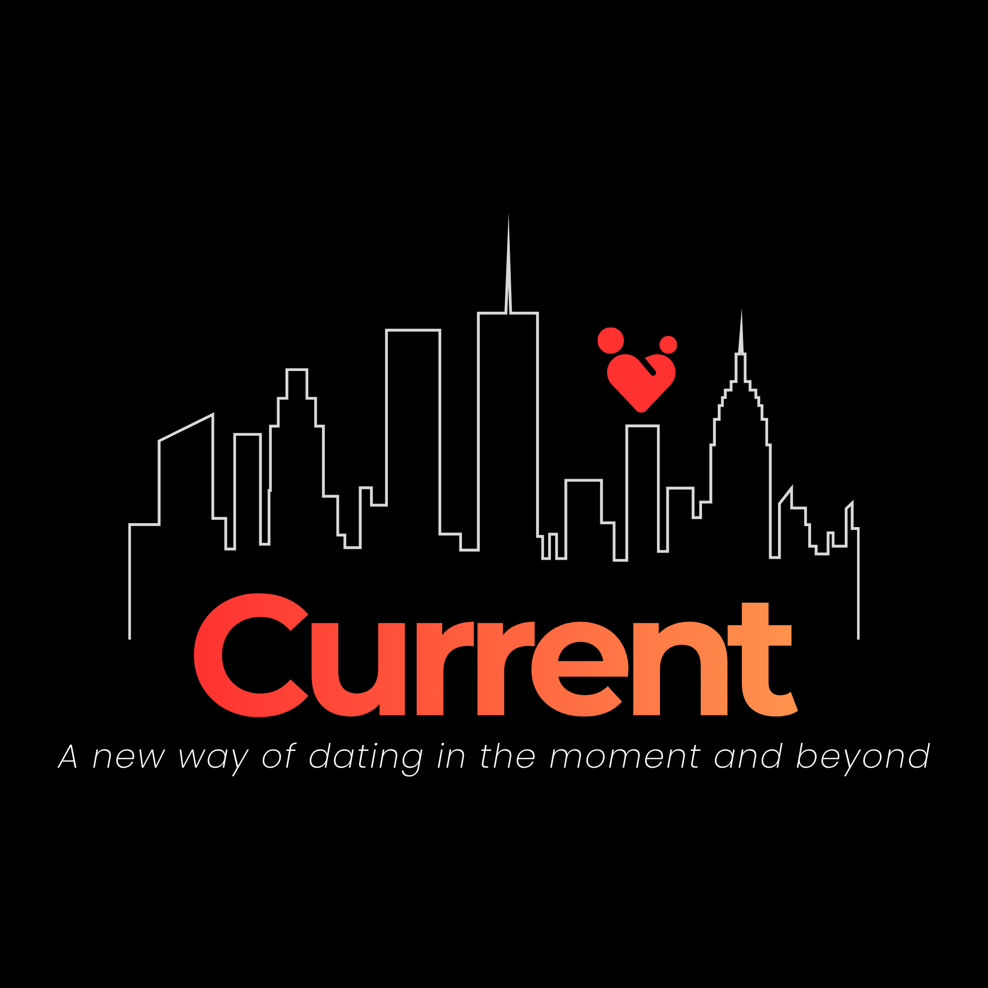 Current wordmark beneath a city skyline